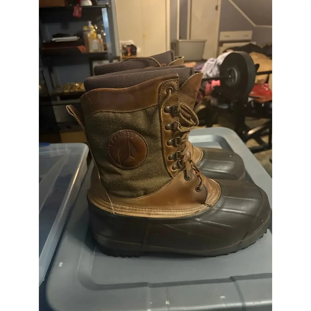 LaCrosse Insulated Brown Leather Rubber Duck Boots Men’s Size 13 Read